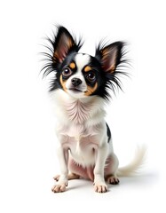 Fototapeta premium Papillon dog standing with alert expression