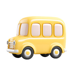 Shiny Rendered Yellow School Bus Transportation Cartoon Icon Illustration