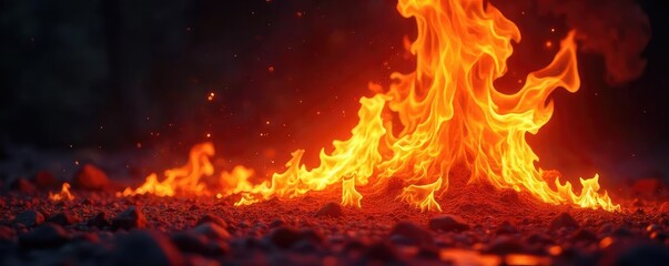 Fototapeta premium Fiery Bright Flame Illuminating Darkness Dramatic Glow of Intense Radiant Light, Perfect for Energy, Power, and Passion Concepts