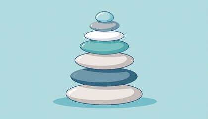  A Stack of Stones. A minimalist vector illustration of a stack of five perfectly balanced, smooth river stones (a cairn)
