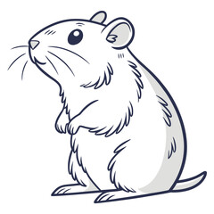 Fototapeta premium Funny cartoon vector illustration of a cute white rat, a rodent mammal, on a white background