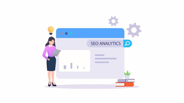 SEO Optimization, web analytics and seo marketing social media concept. video animation 4k clip	