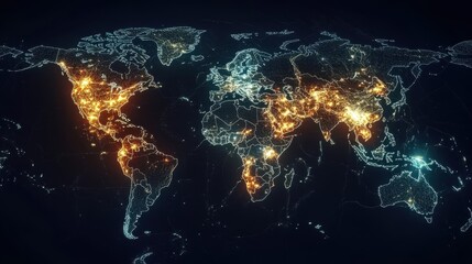 Global connection network background. World map. High-speed internet technology concept or fast wireless data transmission. modern internet network connection technology background