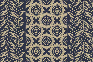 Motifs African boho paisley Floral Ikat pattern embroidery border. Ethnic ikat floral Ethnic Indian Pattern.Border Indian floral Aztec embroidery seamless patterns.Aztec geometric ornament print.