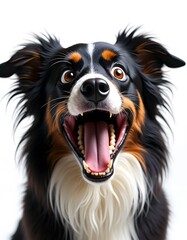 Fototapeta premium Happy Australian Shepherd dog looking up
