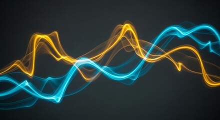 abstract background with glowing lines, Abstract Blue and Yellow Light Waves on Dark Background &ndash; Dynamic Energy Flow and Motion Concept

