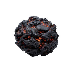 Glowing Volcanic Rock Texture - Abstract Black and Orange Sphere
