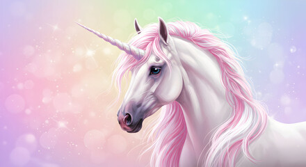 Magical Pink Unicorn Fantasy Creature Mythical Horse Pastel Rainbow Dreamy Fairytale Enchanting Beauty