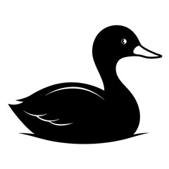 Black Silhouette Duck in Water