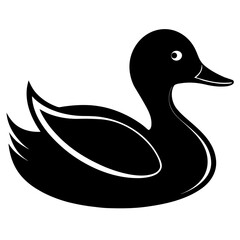 Black Silhouette Duck in Water