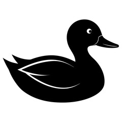 Black Silhouette Duck in Water