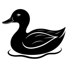 Black Silhouette Duck in Water