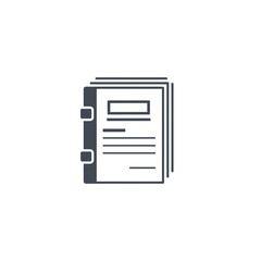 Illustration of a ring binder with multiple pages and text lines on a white background design element