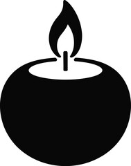 Fototapeta premium Serene Black and White Candle Icon: Simple, Minimalist, Peaceful, and Tranquil Vector Graphic for Wellness, Spa, Relaxation, Meditation, Yoga, and Spiritual Themes.