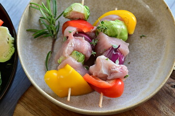 Grilled Chicken Skewer with Vegetables,