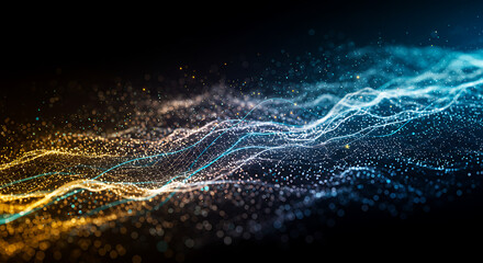 Abstract digital background of flowing blue and purple light lines suggesting speed or technology