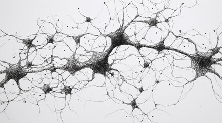 Obraz premium Intricate neurons interconnected, isolated on white background, forming a complex network, representing the essence of the human brain and neural connections