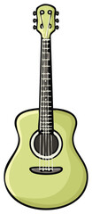 Naklejka premium Simple cartoon illustration of a green six string acoustic guitar