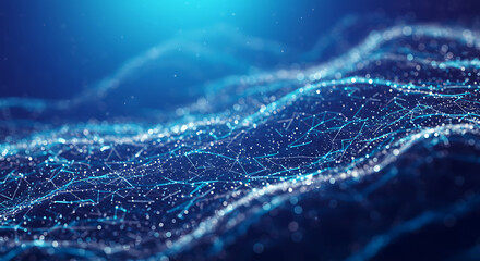 Abstract digital background of flowing blue and purple light lines suggesting speed or technology