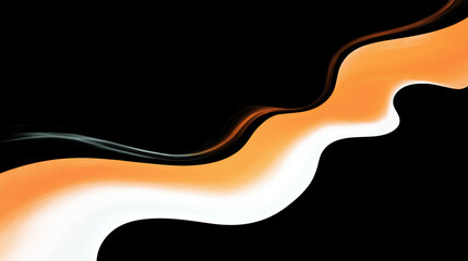 Abstract wave illustration with flowing orange, white, and black colors on a dark background