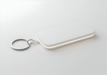 Blank white rectangle keychain mockup for branding design identity template modern minimalist accessory keyholder gift promotional product advertising