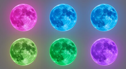 Colorful moons graphic design