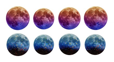 Obraz premium Colorful moon phases illustrations