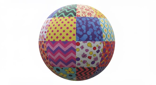 Colorful patchwork sphere design illustration - Powered by Adobe