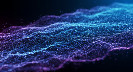 Abstract digital background of flowing blue and purple light lines suggesting speed or technology