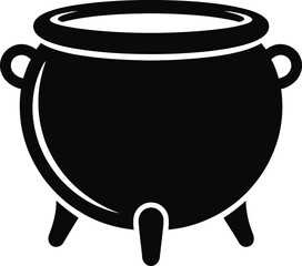 Simple black and white cauldron icon, perfect for Halloween or witchcraft themes.