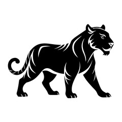 Bold Tiger Walk Silhouette Vector