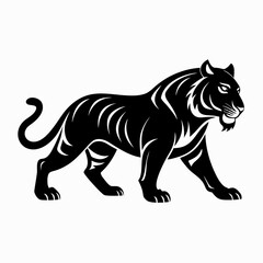 Bold Tiger Walk Silhouette Vector