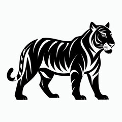 Bold Tiger Walk Silhouette Vector