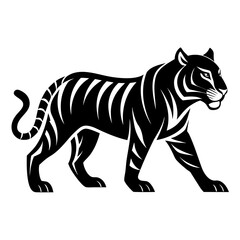 Bold Tiger Walk Silhouette Vector