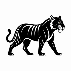 Bold Tiger Walk Silhouette Vector