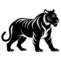 Bold Tiger Walk Silhouette Vector