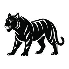 Bold Tiger Walk Silhouette Vector