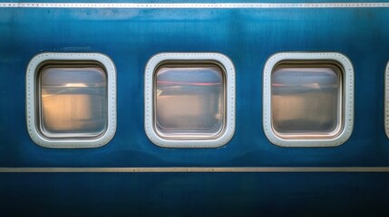 Train Car Windows Blue Exterior.