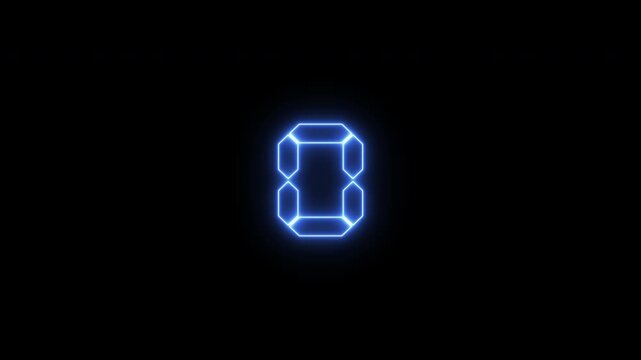 5 second countdown neon with number and wave glowing blue color. 4k Animation