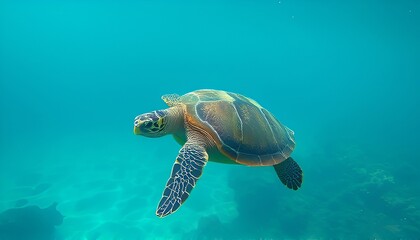 Fototapeta premium Sea turtle swimming gracefully