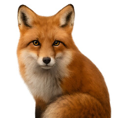 Realistic photo of a fox animal in a transparent background captured in nature close-up viewpoint for wildlife enthusiasts