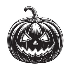  black Halloween Pumpkin Silhouette Vector, High Quality Illustration on White Background