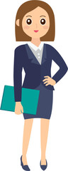 Confident Businesswoman in Blue Jacket Illustration