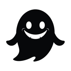 Friendly rounded ghost silhouette with a big smile