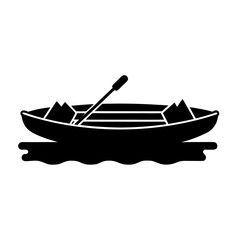 Raft on River Silhouette Vector Flat and Clean