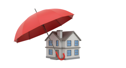 House Protected by Red Umbrella