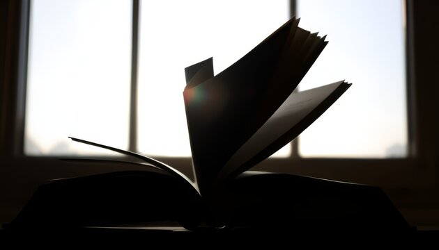 Book Sabattier Effect Partially reversed silhouette of a book ag