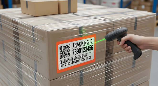 A customs officer diligently scans a package, ensuring international shipping compliance and security protocols are followed for smooth border clearance.