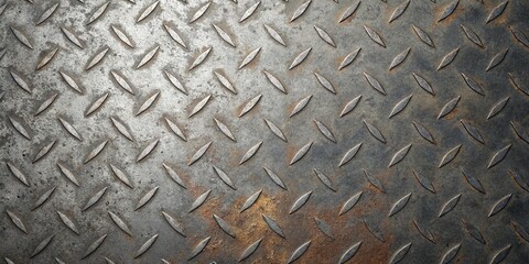 Detailed shot of a steel plate with a diamond pattern, a textured background with an industrial and vintage feel, perfect for adding grunge to designs