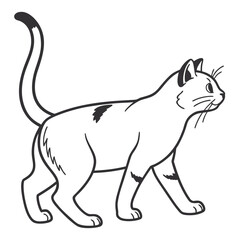 Fototapeta premium A stylized black and white cartoon cat and mouse silhouette vector illustration, a fun icon for animal and pet themes
